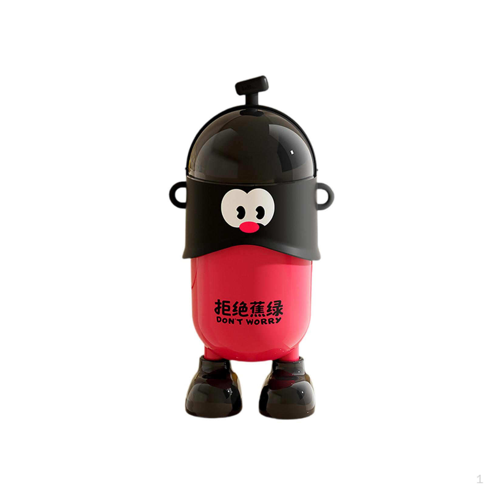 

Trash Can Garbage Container Cute Waste Bin Standing Wastebasket with Flip Lid for Kitchen Study Room Black and Pink