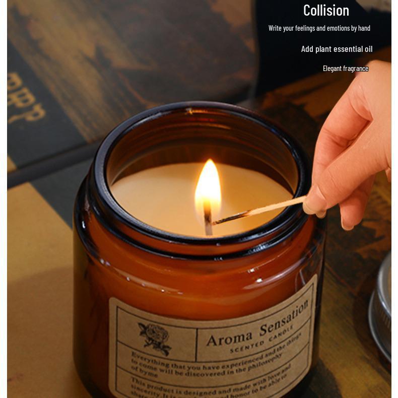 Smokeless Amber Glass Candle: Little Brown Bottle Fragrance Home Ornament