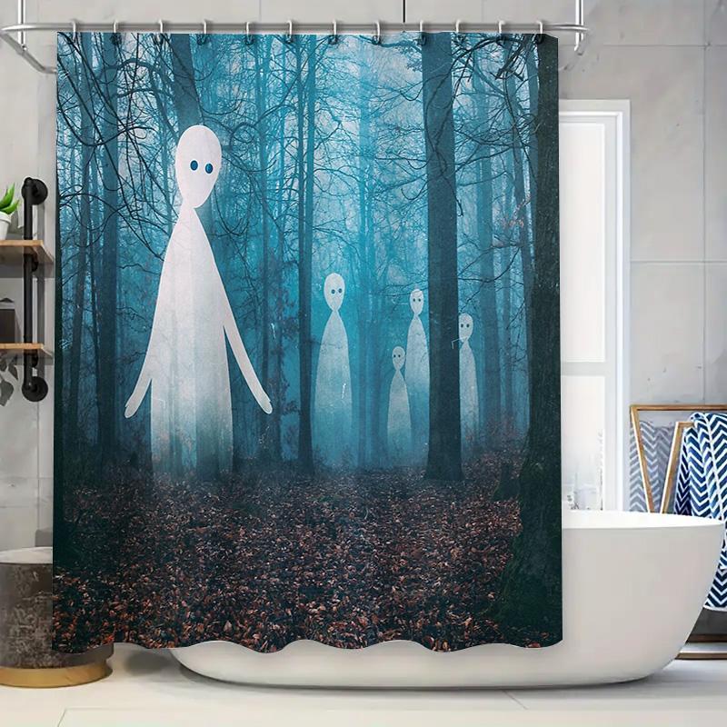 

Spooky Forest Shower Curtain Halloween Gothic Horror Landscape Bathroom Decor Vintage Tapestry Wall Hanging Dark Academia Home D W60H190(CM)-1 Pcs