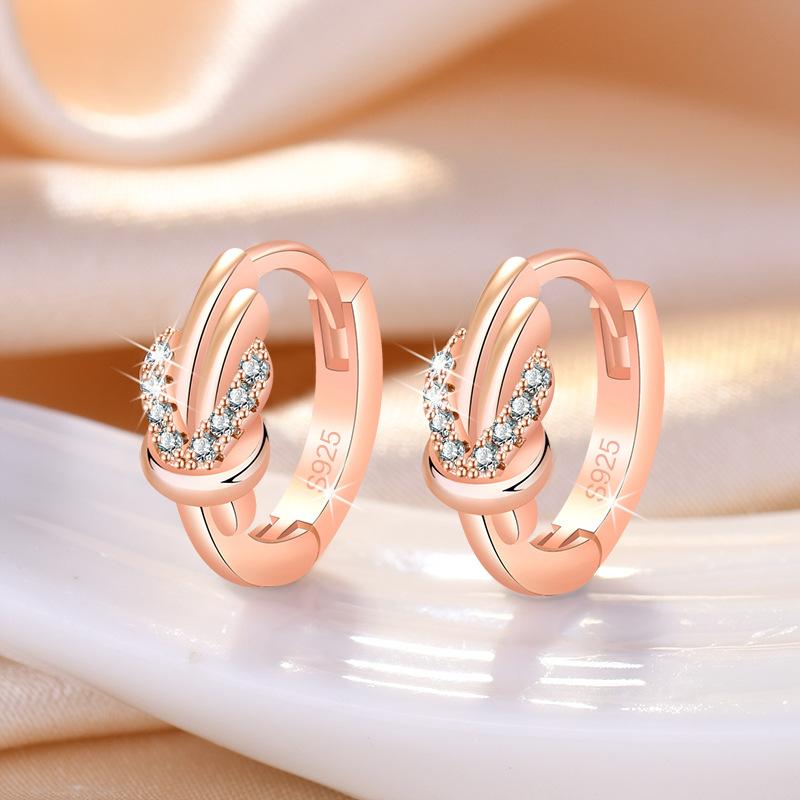 925 Sterling Silver Zircon Buckle Earrings For Women Fashion Exquisite Student Girlfriend Jewelry Accessories Party Gift