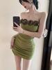 3D Floral Pure Desire One-Shoulder Sexy Dress: Elegant Slim Fit Vest & Short Skirt