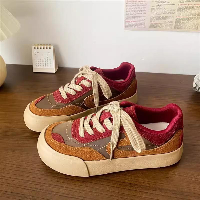 

немецкие тренировочные кеды на толстой подошве, маленькие белые, женские, весна-лето 2025, новая студенческая ретро-универсальная повседневная спортивная обувь для скейтборда инс 40 красный