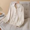 2026 Spring Plus Size Women's Long Sleeve Lapel Cardigan - Simple and Elegant Top