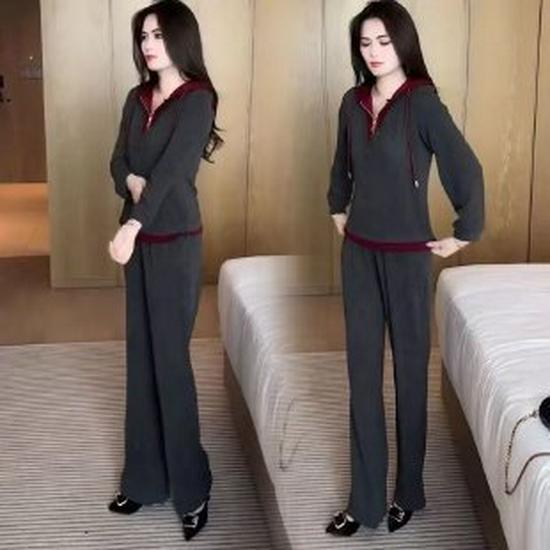 

Stylish Summer Faux Two-Piece Hoodie & Wide-Leg Pants Set for Women 5XL (150-165 Jin)