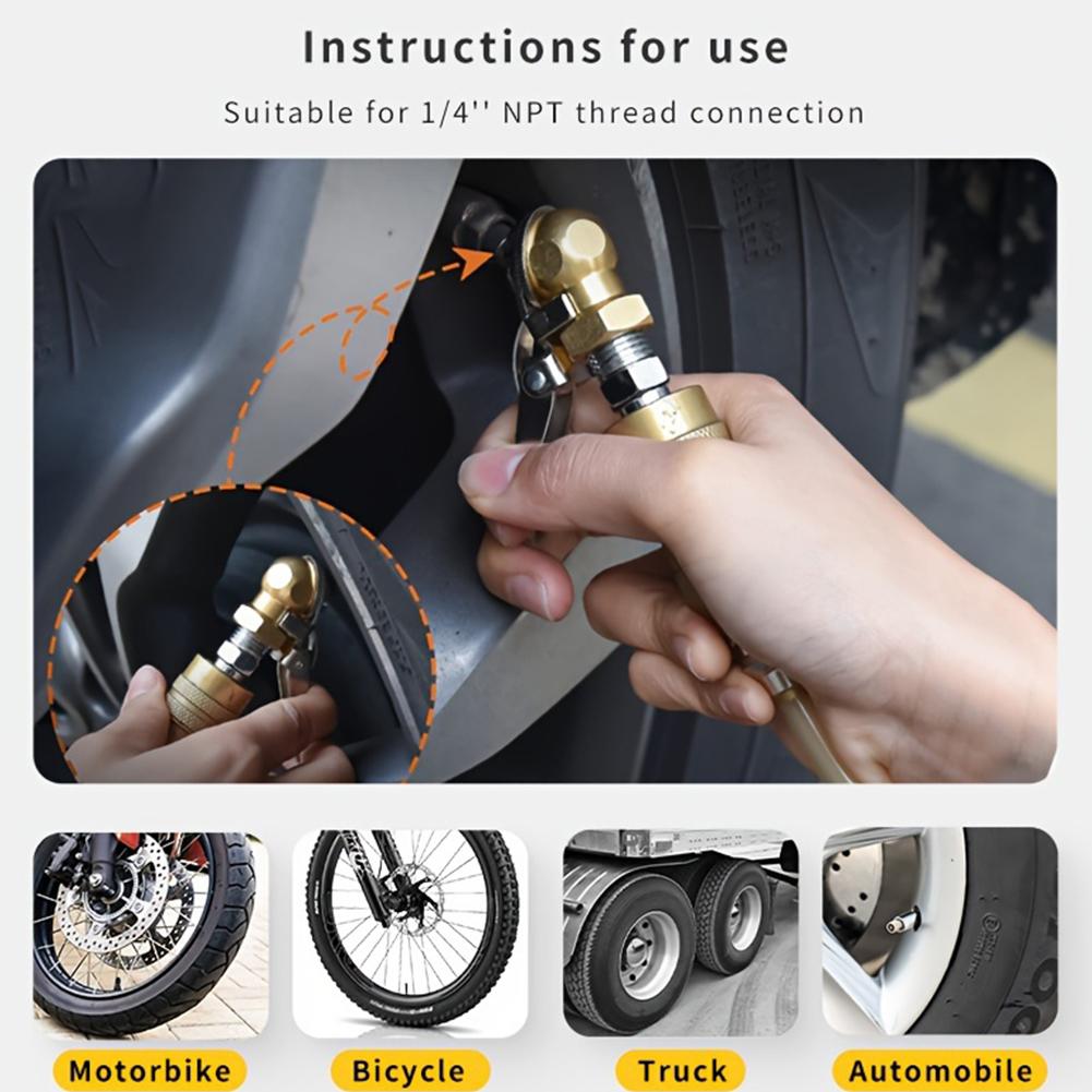 2Pcs Flow Tire Quick Nozzle Car 1/4 NPT Closed Flow Tire Chuck Thread Tire Air Nozzle 1/4 Inch Car Tire Inflator Valve Connector