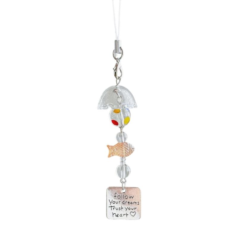 Stylish Acrylic Fish Bead Wind Chime Phone Strap Sturdy Lightweight Keychain for Mobile Devices