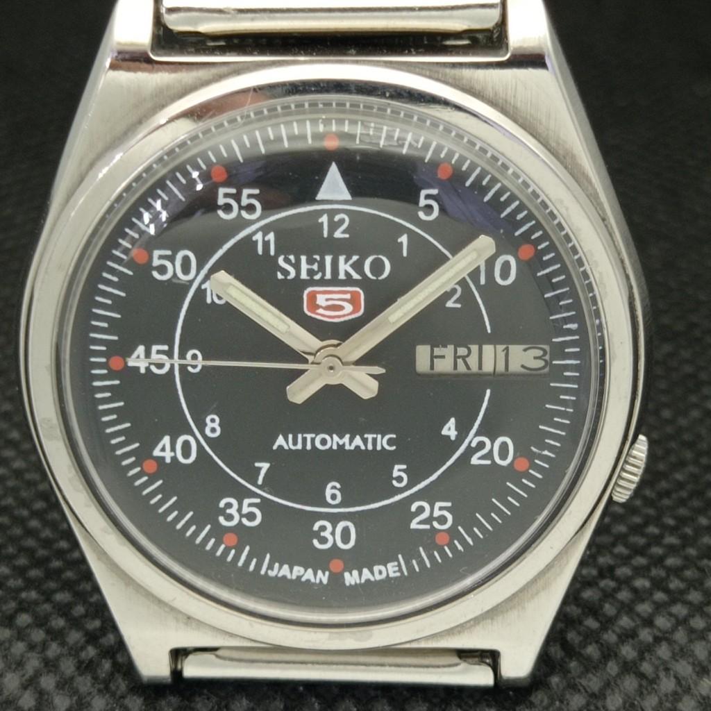 USED VINTAGE SEIKO 5 AUTOMATIC 7009A JAPAN MENS D/D BLACK WATCH 602-a313580-2 SKU602-a313580