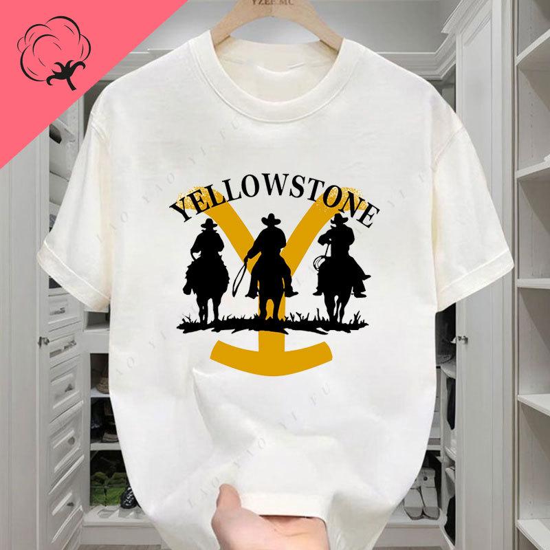 Camiseta T Shirt for Unisex Women Casual Funny Clothes Yellowstone Dutton Ranch Rip Rideing Horseback Short Sleeve Graphic T Shirts