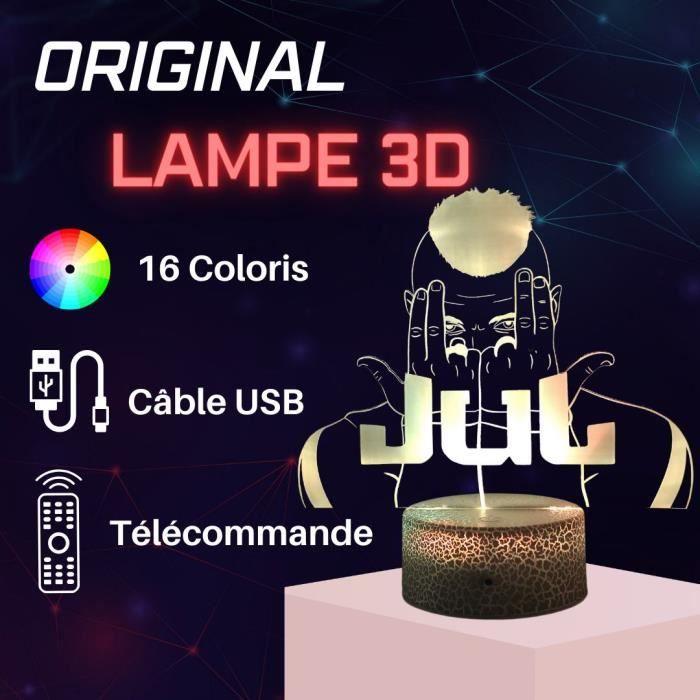 Lampe De Chevet 3D LED Jul Rappeur Marseille,Veilleuse Changement De Couleurs, Lampe Tactile Bureau Et Chambre Enfant Ado, Ambiance