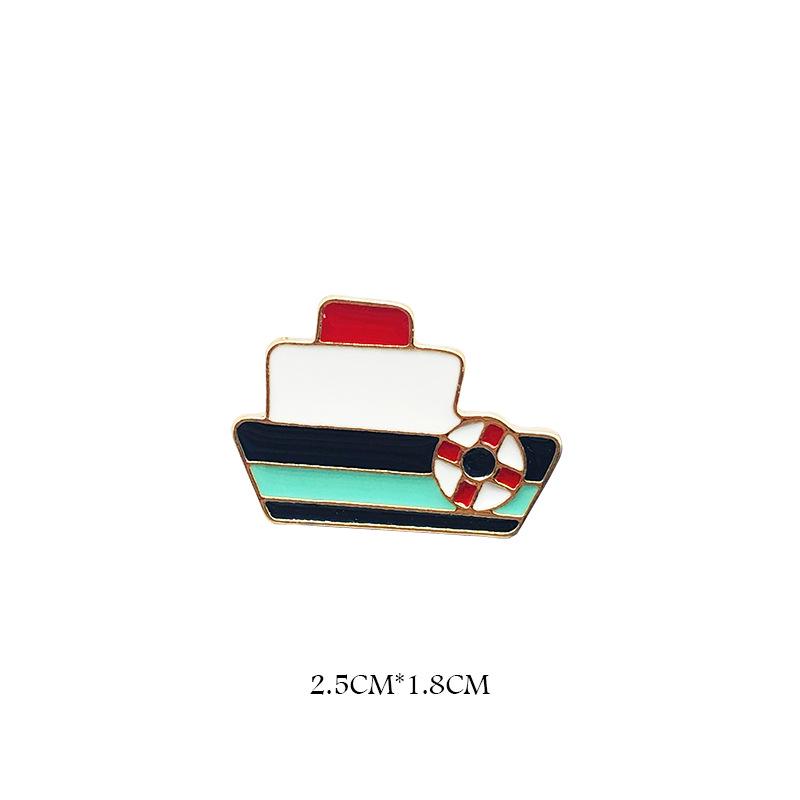 Cute Airplane and Ship Brooch - Cartoon Badge, Versatile Trendy Accessory for Students, Express Your Creative Personality