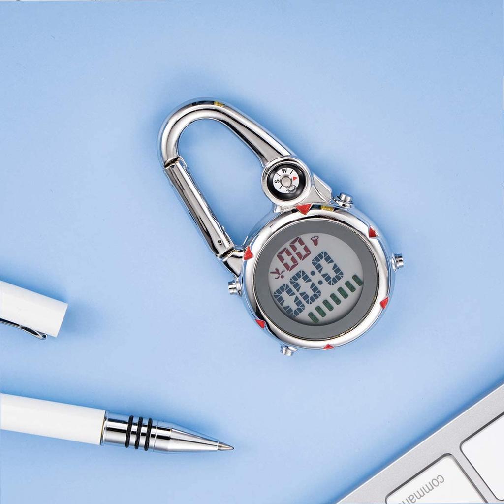 Lancardo and Unisex Carabiner Watch with Digital Waterproof Alarm Clip and Pocket Watch Men's Women's Compass, Clock, Keychain,