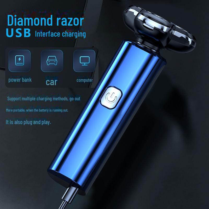 USB-Rechargeable Men's Washable Electric Razor with Intelligent Floating Three-Blade System