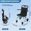 17.7 Inches Transport Wheelchair Lightweight Foldable Wheelchair Portable Aluminum Alloy Travel Wheelchair with Handlebar Brake Lever for Adults