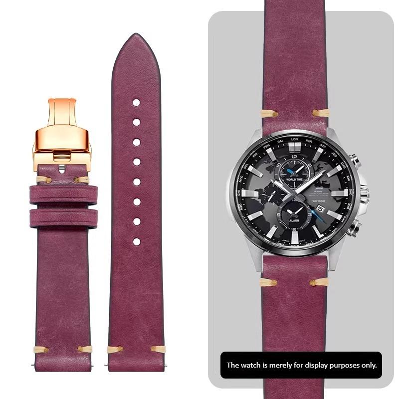 22mm 23mm high-quality genuine leather watch strap For Casio EDIFICE EFR-552D/539/303 EFV-650D MDV-107D Men's Cowhide watchband