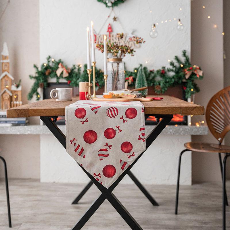 

Christmas Pointed Double-Layer Printed Table Runner Holiday Banquet Party Table Decoration Cozy Dust-Proof Reusable Tablecloth 30x160cm