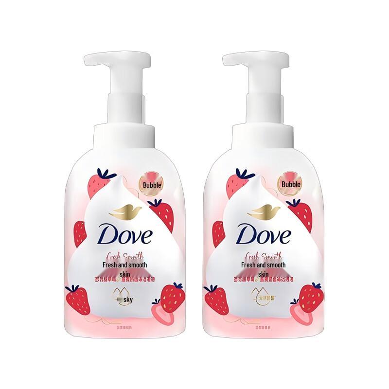 Dove Sweet Strawberry & Oatmeal Milk Scent Bath Foam (2x400g)