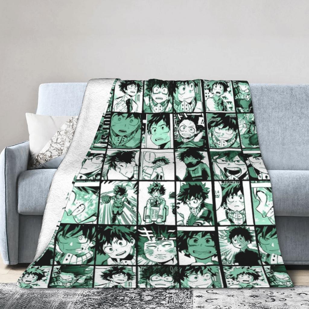 My Hero Academia Midoriya Izuku Collage Blanket Cover Flannel Soft Throw Blanket for Bedroom Sofa Bedspread