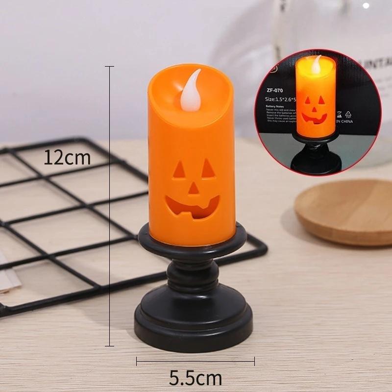 Pumpkin Candle Light Orange Flameless Candle Lights LED Lamps Festival Decor Light for Halloween Party Table Centerpieces