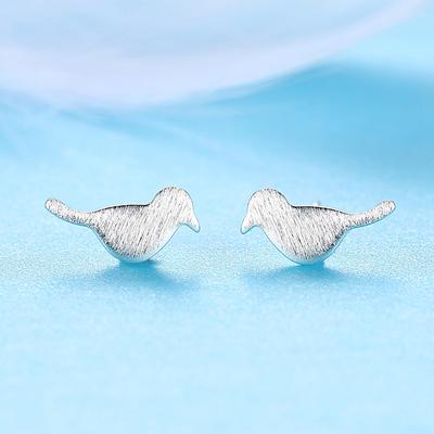Bird Stud Earrings Women's Fashion Simple Brushed Magpie Ear Jewelry Cute Animal Korean Version Niche Design Accessories