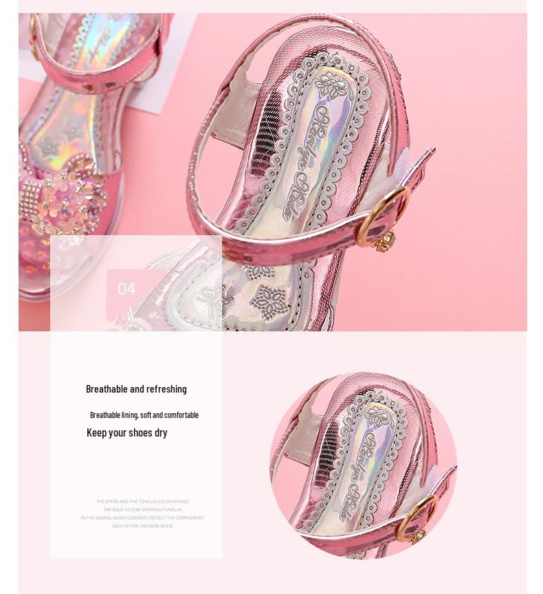 Girls' Princess Rhinestone Bow Sandals - Trendy Summer 2023 Fashion for School Students