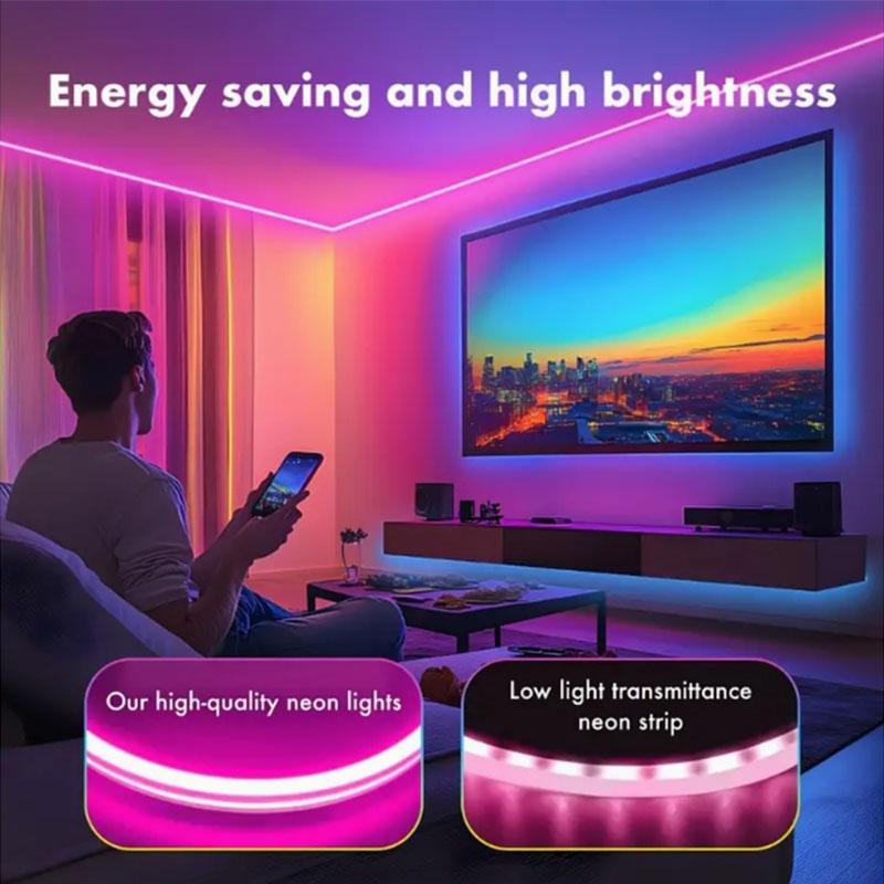 5V RGB Neon LED Strip Light Waterproof Flexible USB Neon Tape with Bluetooth APP & Remote for TV Backlight DIY Gaming Decor