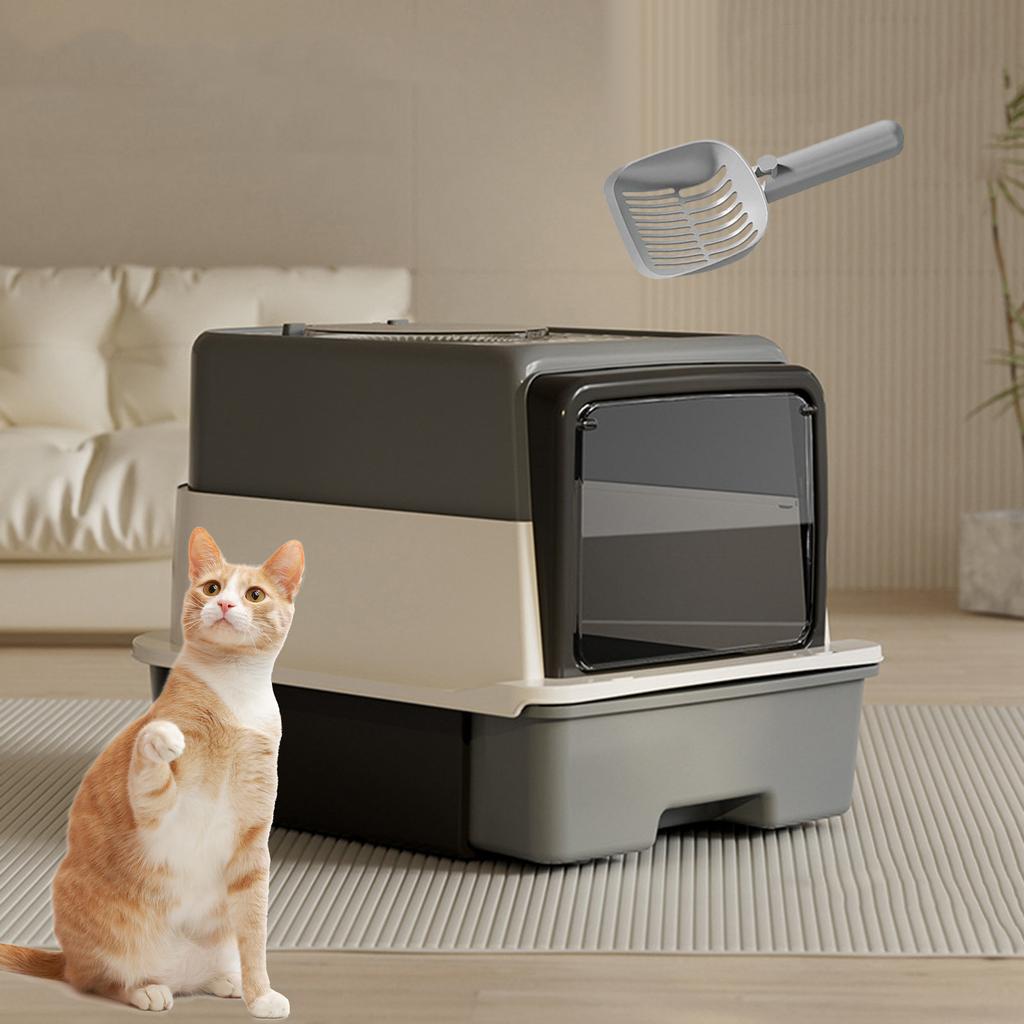 Fully Enclosed Cat Litter Tray,Hooded Cat Litter Box with ,Bedpan,Pet Litter Box,Pet Litter Tray with Lid for Travel