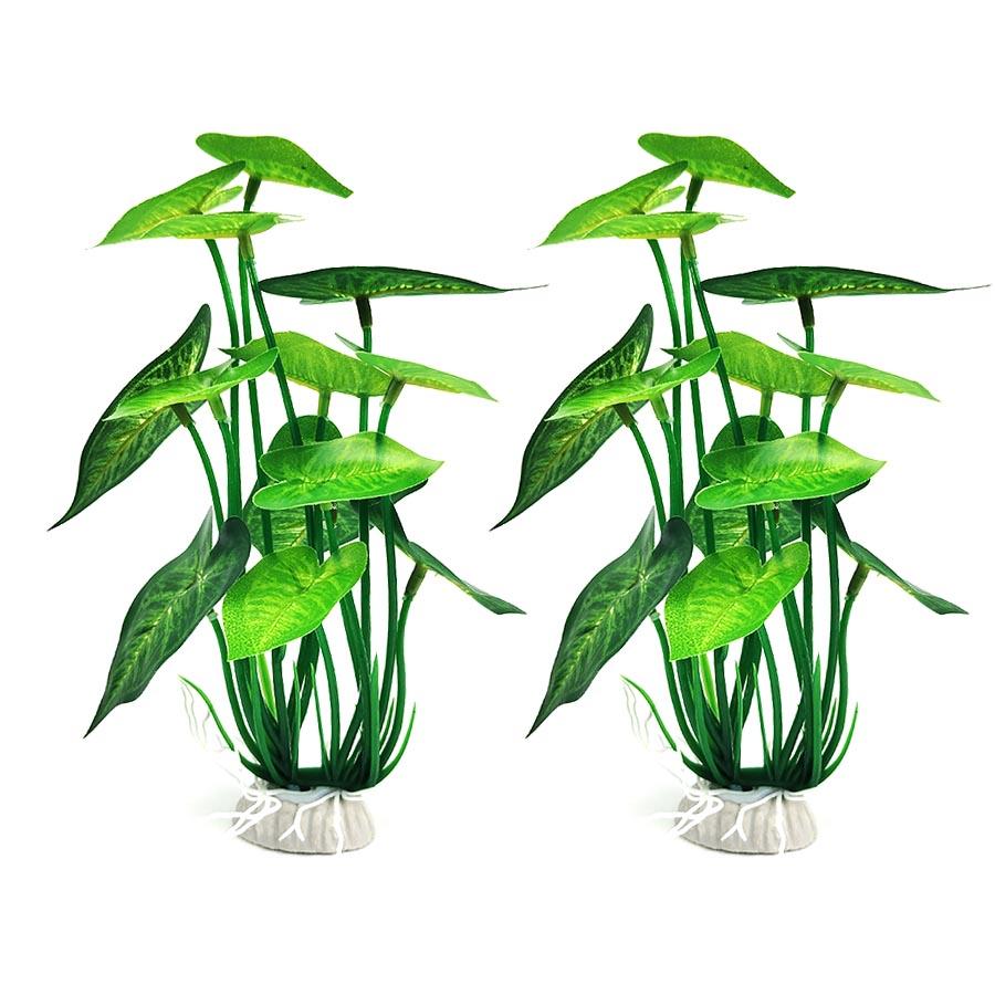 

Штучні акваріумні декоративні рослини Пластикова водна рослина з великим зеленим листям Підводні рослини Акваріумна водна рослина для прикраси 2pcs