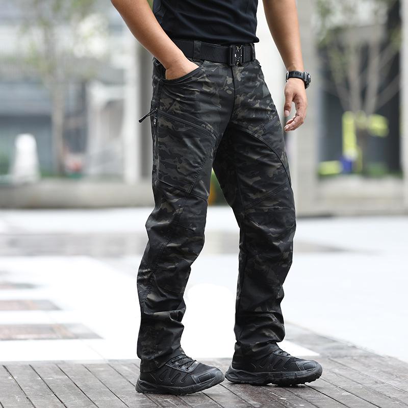 Men's Slim Fit Tactical Cargo Pants - Water-Repellent, Military-Style, for Spring/Autumn Outdoor Work and Training.