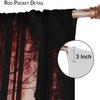 Gothic Dark Red Forest Curtains, Haunted Creepy Landscape Misty Forest Window Treatments Spooky Horror Halloween Forest Window D