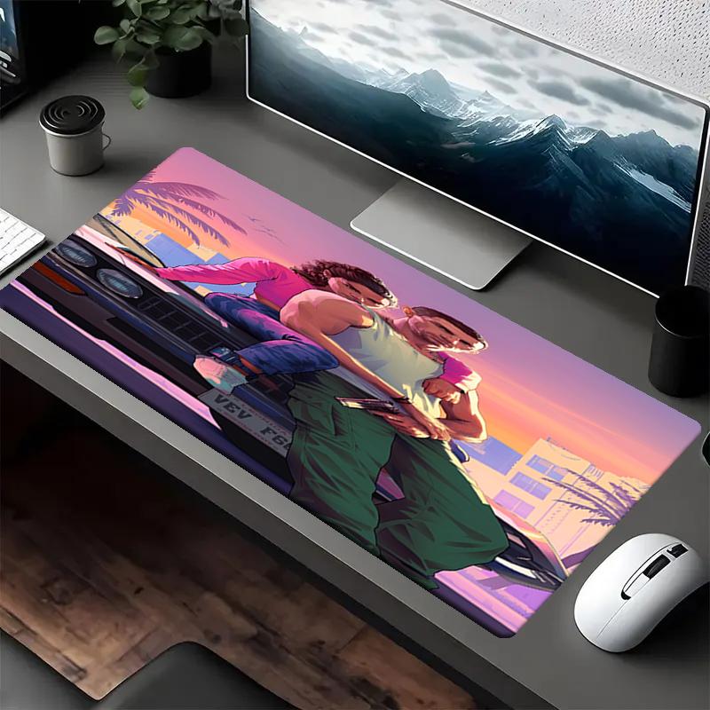 Podložka pod myš s motivem GTA 6, Protiskluzová gumová základna, Multifunkční kancelářská a domácí dekorace, Perfektní pro personalizaci pracovního prostoru.