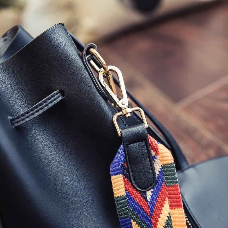 Elegant Fashion Women Colorful Wide Strap Bucket Shoulder Bags For Versatile Style