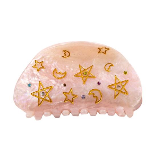 

Hair Claw Moon Five-Pointed Star Pattern Back Head Shower Clip Medium Size Shark Hair Claw Versatile Hair Accessory світло-рожевий колір