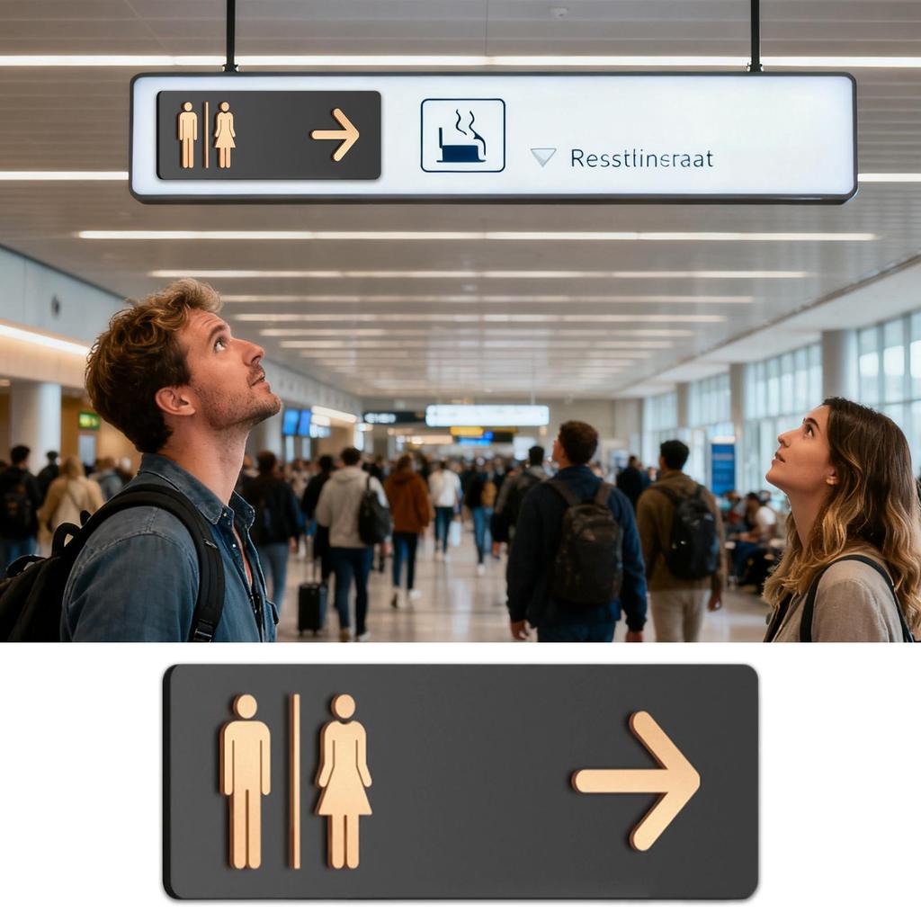 NEW Modern Restroom Sign Self-Adhesive Acrylic Bathroom Signage Gender Neutral Toilet Sign For Business Home Hotel