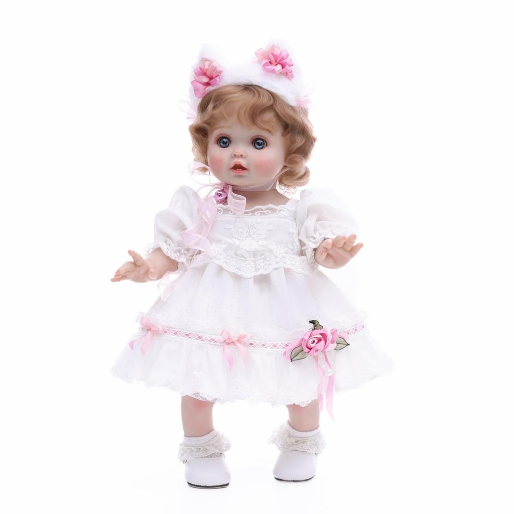 Cloveray 45cm Blue Eyes Reborn Baby Doll with Changeable Cute Vinyl Doll Birthday Gift 18-inch Clothes, Toy, (Name Elowen)