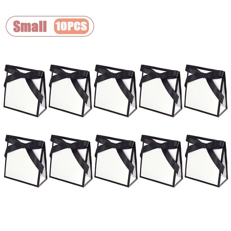 10-80PCS Black White Bow Gift Bag Wedding Birthday Bridal Shower Party Tote Elegant Reusable Gift Packaging Bag