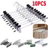 10pcs Stainless Steel Clothespin Pants Clamp Non-slip Trouser Hanger Practical Multi-function Durable Exquisite with Swivel Hook