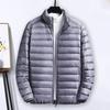 Men Cotton Coat Stand Collar Long Sleeve Zipper Closure Lightweight Jacket