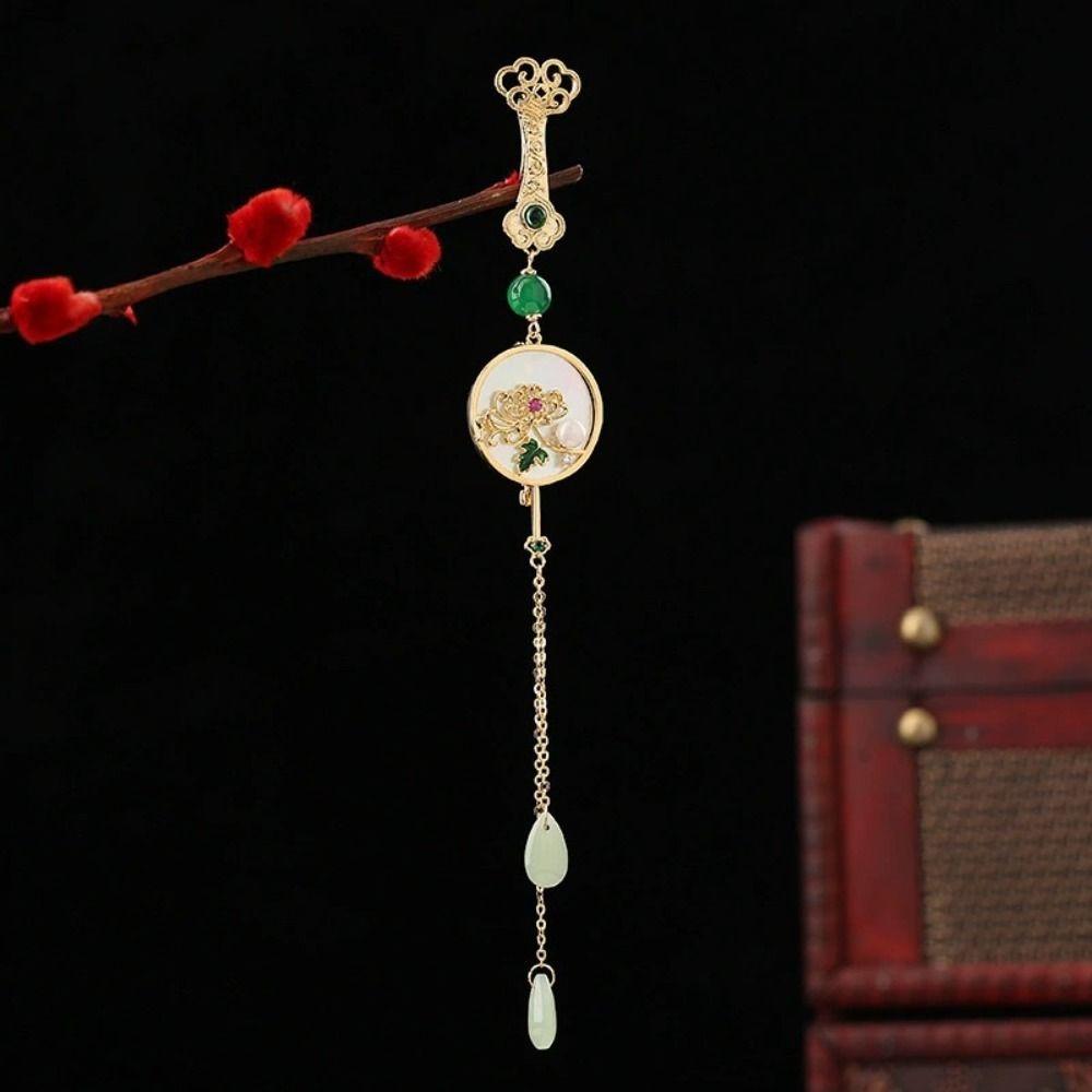 Long Tassel Women Hanfu Ornament Zinc Zinc Alloy Lapel Brooch Elegant Chinese Style Brooch Hanfu Accessories