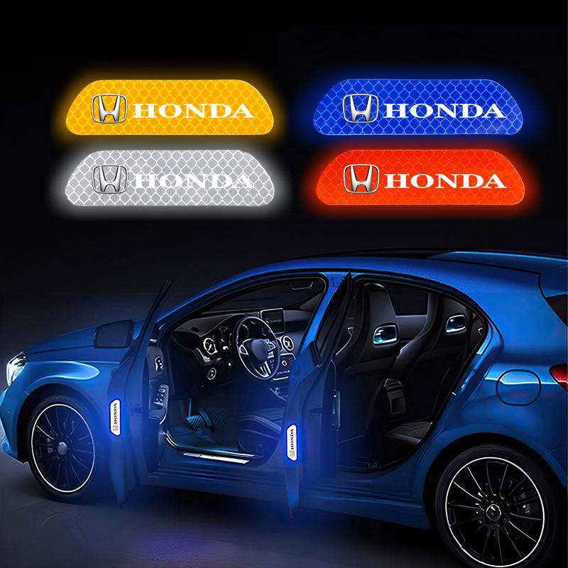 BXK3 4PCS Car Stickers Door Opening Reflective Warning Sticker For Honda Civic Fit Jazz Accord Pilot CRV Odyssey Passport City HRV