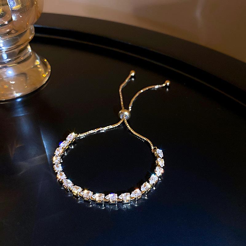 High-End Geometric Crystal Adjustable Bracelet with Luxury Drawstring Design - New Influencer Jewelry