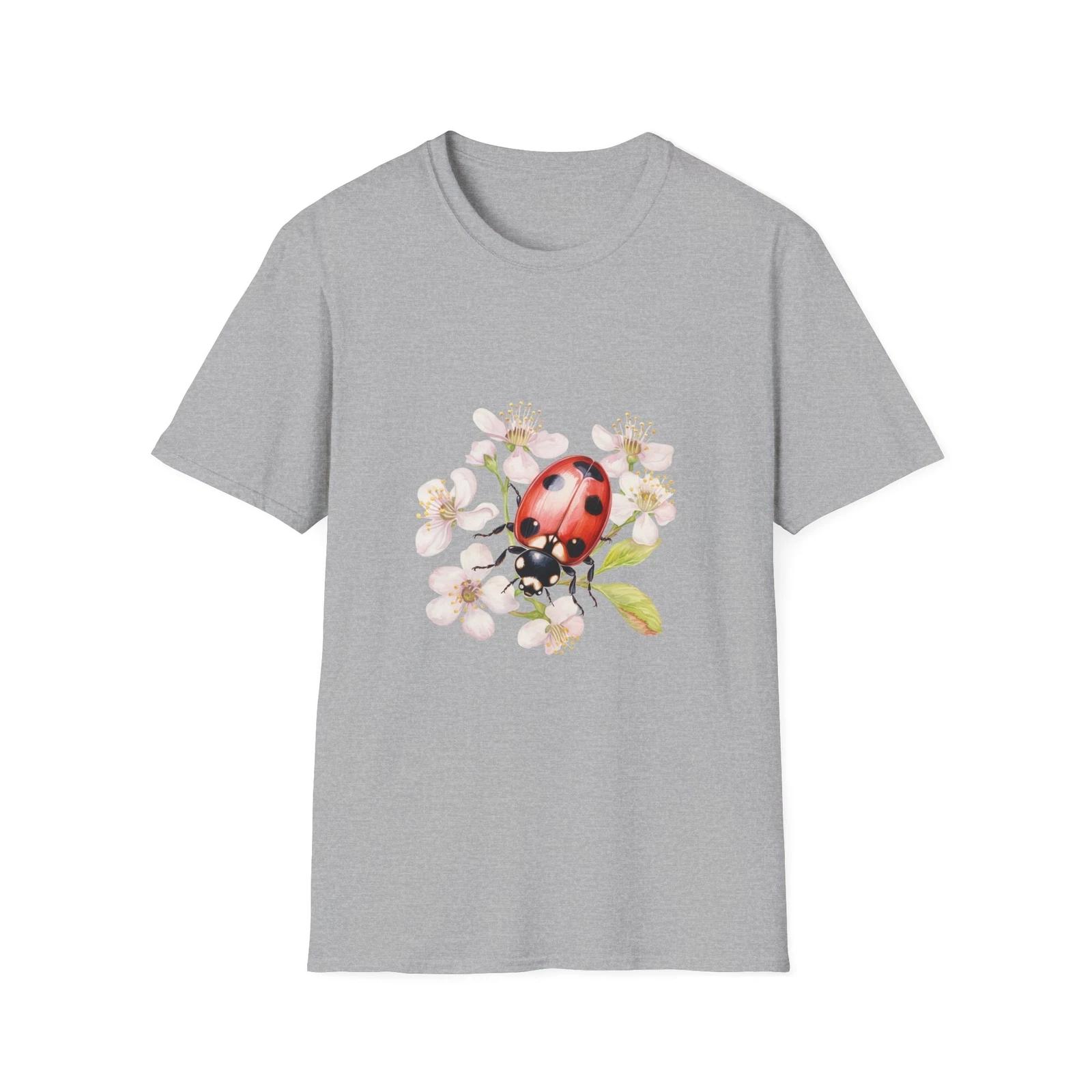 Ladybug Floral Spring T-Shirt, Nature Lover Shirt, Cute Bug Tee, Garden Theme S