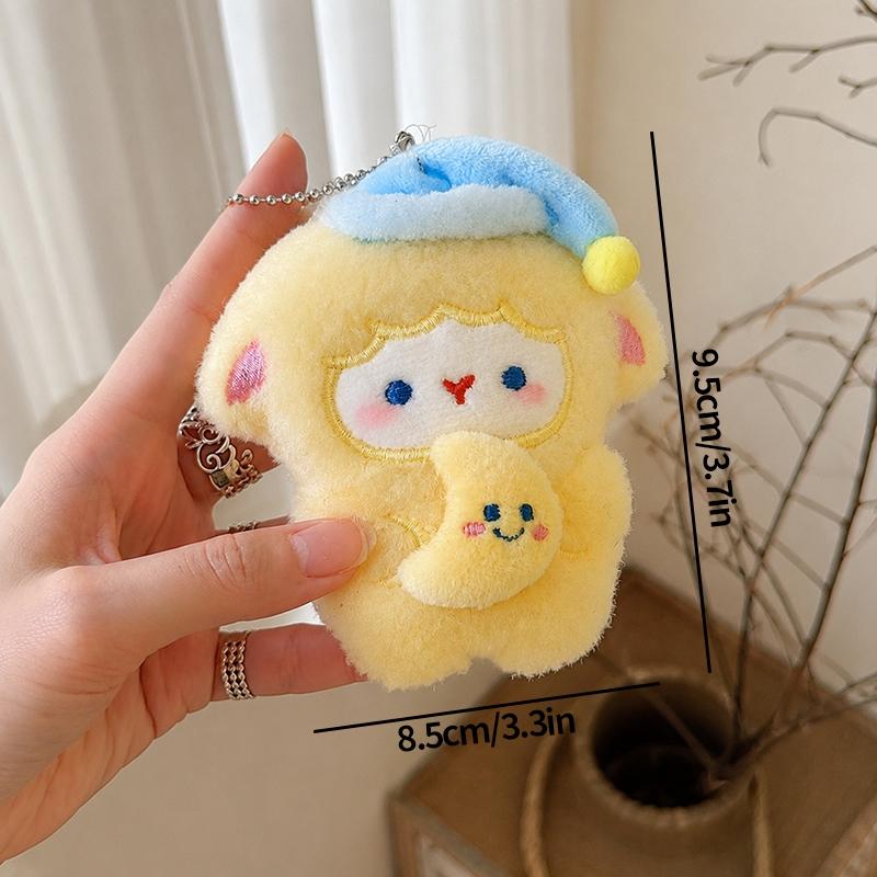 Cartoon Cuddly Little Lamb Keychain Plush Sheep Hanging Ornament Starry Lamb Bag Accessory Pendant Birthday Festival Party Gift