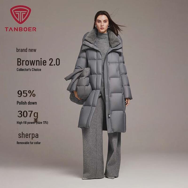 

Tanboer Women s Long Down Jacket with Lamb Wool Collar TB5520850Z S