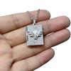 Retro Gothic Blood-red Rose Black Cross Relief Book-shaped Pendant Necklace for Women Men Halloween Stainless Steel Jewelry Gift