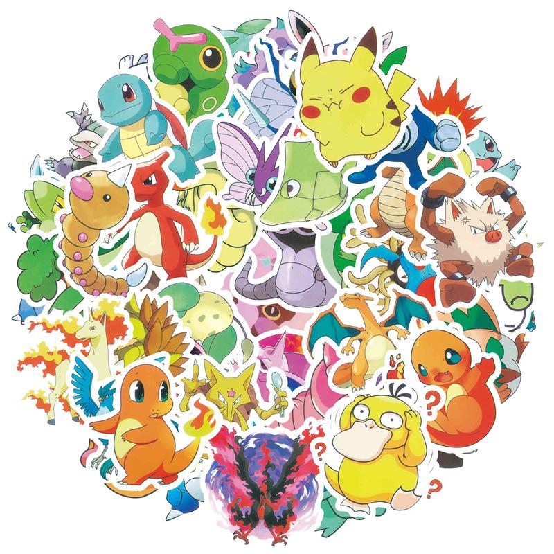 

50 Cute Digimon Pattern Stickers: Cartoon Elf Expressions for Diaries, Phone Cases, and Water Bottles