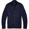 Polo Solid Color Long Sleeve Knit Polo Shirt Men Tops Navy-Blue 710955904-001