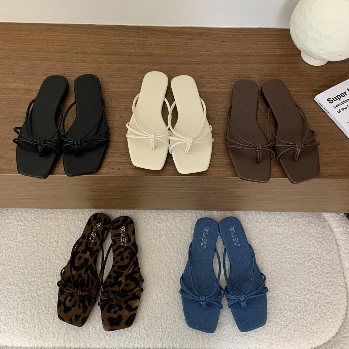 

2025 spring and autumn new fashion versatile high-end temperament toe cool slippers fairy shoes outside French style 39 леопард друку кольору