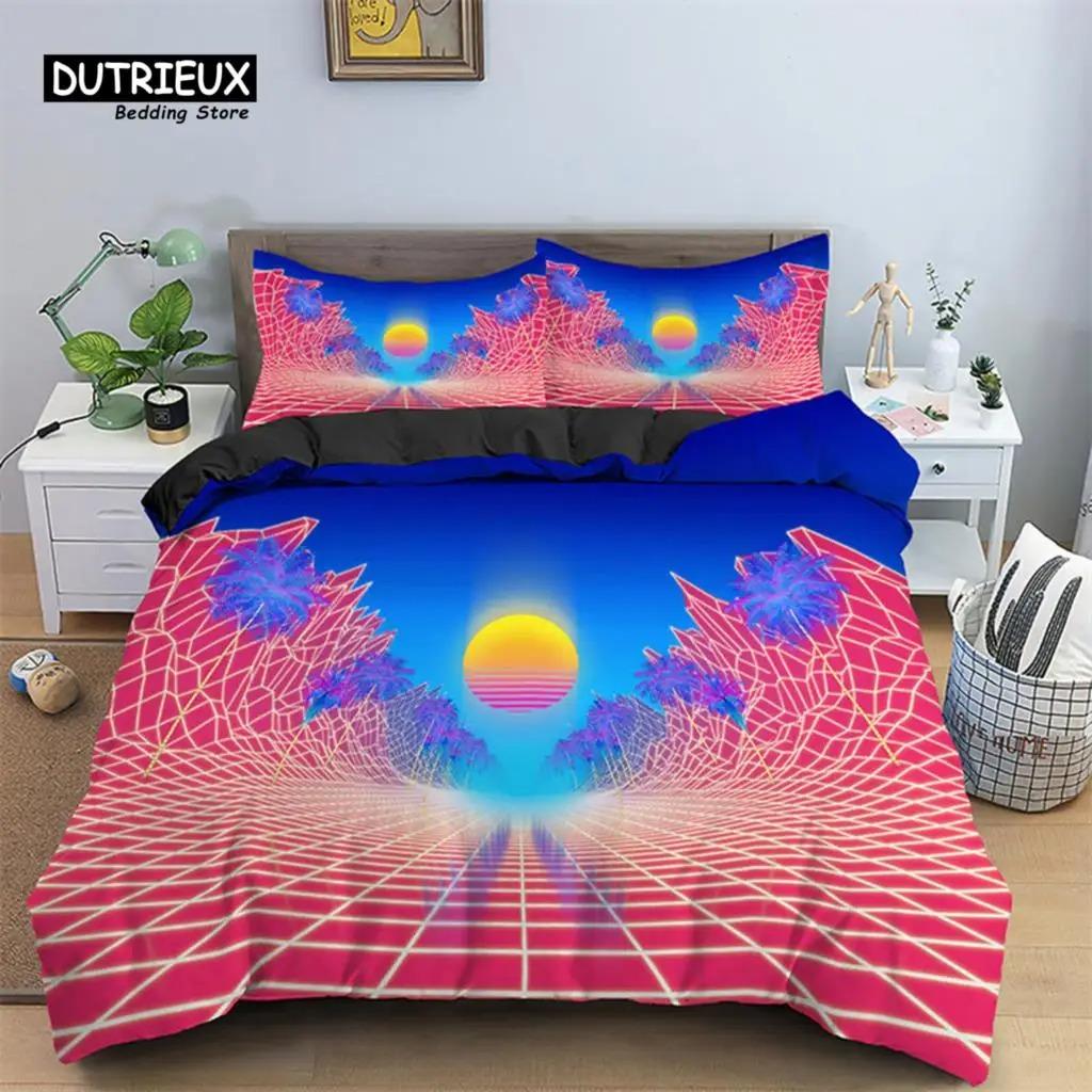 Poszewka na kołdrę Japońskie Fale Mikrofibra Abstrakcyjny Wzór Geometryczny Komplet pościeli Psychedeliczna Poszewka na kołdrę Dla Dziewcząt Pokój Nastolatka