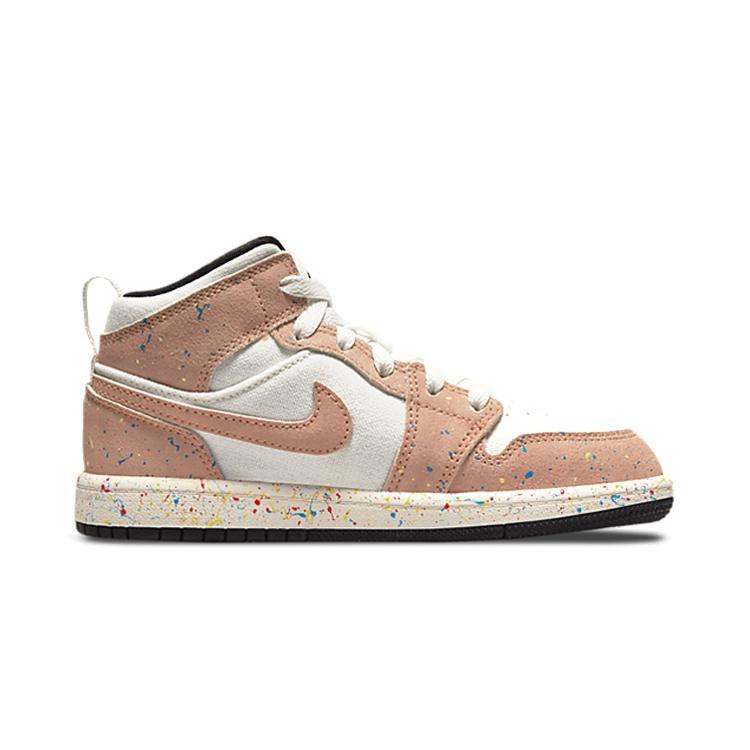 (PS) Air Jordan 1 Mid SE 'Brushstroke Paint Splatter' Kids' DA8007-100