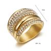 New Hip-Hop Fashion Personality Ring Titanium Steel Gold-Plated Inlaid with Diamonds Multiple Row Diamond Ring